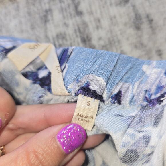 Soft Surroundings Pants Womens Small Blue Floral Bamboo Rayon Stretch Wide Leg - Picture 5 of 11